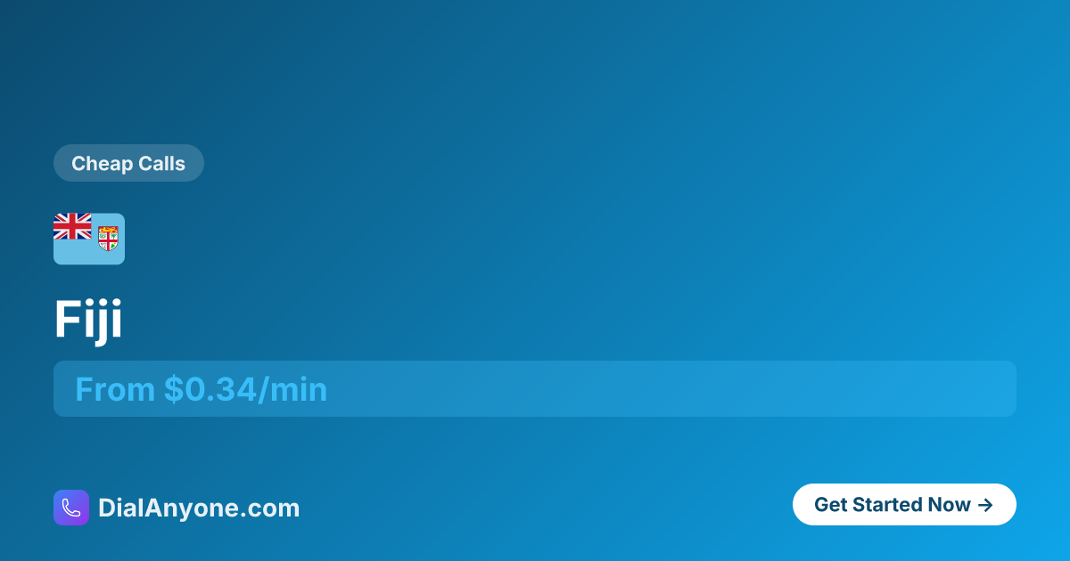 How to Call Fiji 🇫🇯 (+679) - Call Now from $0.57/min | DialAnyone